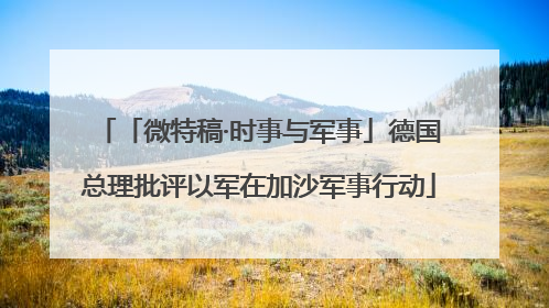 「微特稿·时事与军事」德国总理批评以军在加沙军事行动