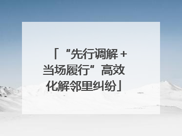 “先行调解＋当场履行”高效化解邻里纠纷