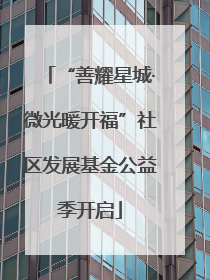“善耀星城·微光暖开福”社区发展基金公益季开启