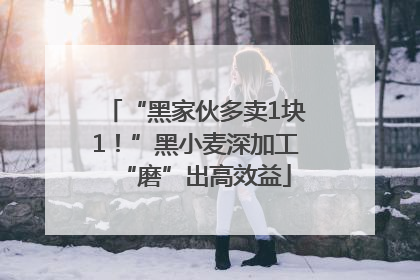 “黑家伙多卖1块1！”黑小麦深加工“磨”出高效益