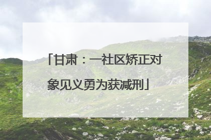甘肃：一社区矫正对象见义勇为获减刑