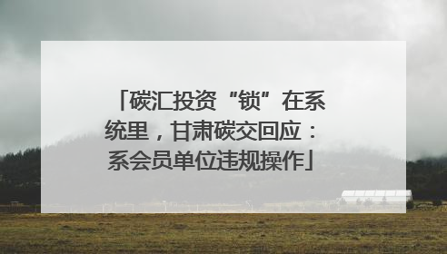 碳汇投资“锁”在系统里，甘肃碳交回应：系会员单位违规操作
