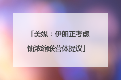 美媒：伊朗正考虑铀浓缩联营体提议