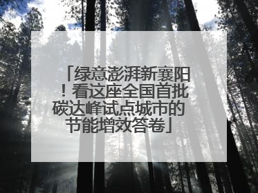 绿意澎湃新襄阳！看这座全国首批碳达峰试点城市的节能增效答卷