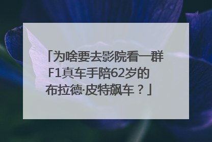 为啥要去影院看一群F1真车手陪62岁的布拉德·皮特飙车？