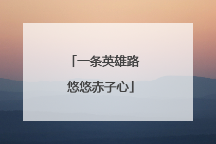 一条英雄路 悠悠赤子心