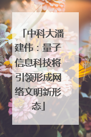 中科大潘建伟：量子信息科技将引领形成网络文明新形态