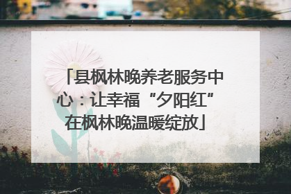 县枫林晚养老服务中心：让幸福“夕阳红”在枫林晚温暖绽放