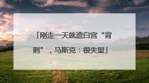 刚走一天就遭白宫“背刺”，马斯克：很失望