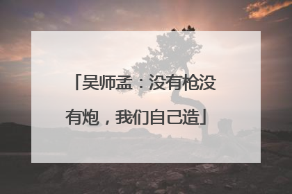 吴师孟：没有枪没有炮，我们自己造