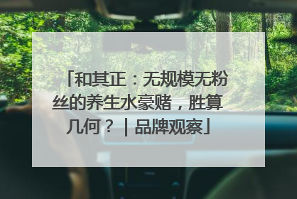 和其正：无规模无粉丝的养生水豪赌，胜算几何？｜品牌观察