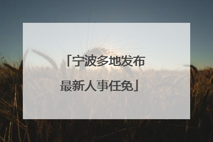 宁波多地发布最新人事任免