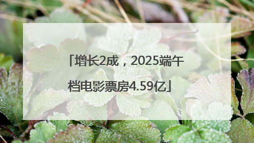 增长2成，2025端午档电影票房4.59亿