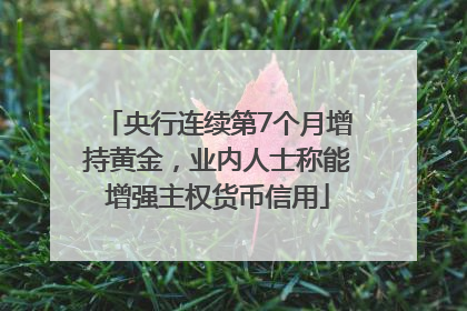 央行连续第7个月增持黄金，业内人士称能增强主权货币信用