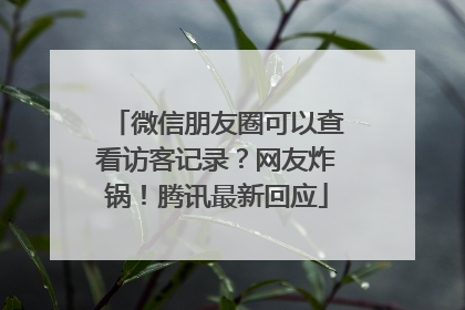 微信朋友圈可以查看访客记录？网友炸锅！腾讯最新回应