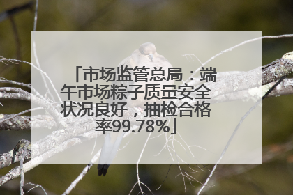 市场监管总局：端午市场粽子质量安全状况良好，抽检合格率99.78%
