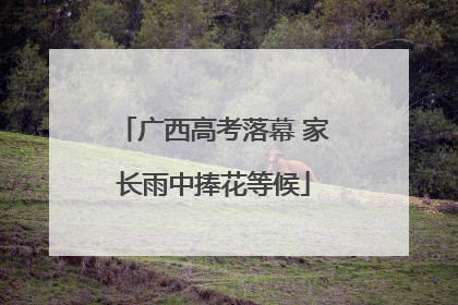 广西高考落幕 家长雨中捧花等候