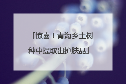 惊喜！青海乡土树种中提取出护肤品