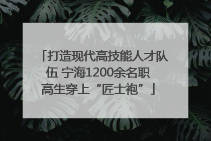 打造现代高技能人才队伍 宁海1200余名职高生穿上“匠士袍”