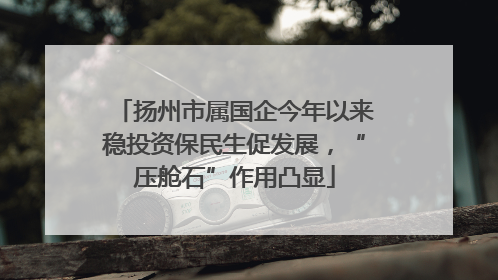 扬州市属国企今年以来稳投资保民生促发展，“压舱石”作用凸显