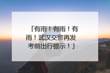 有雨！有雨！有雨！武汉交警再发考前出行提示！