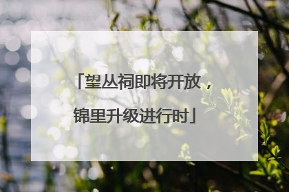望丛祠即将开放，锦里升级进行时