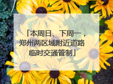 本周日、下周一，郑州两区域附近道路临时交通管制