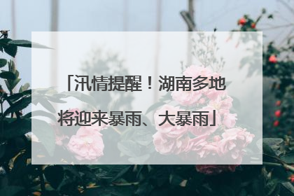 汛情提醒！湖南多地将迎来暴雨、大暴雨