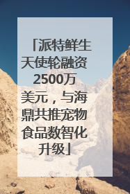 派特鲜生天使轮融资2500万美元，与海鼎共推宠物食品数智化升级