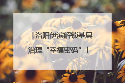 洛阳伊滨解锁基层治理“幸福密码”