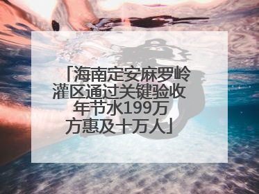 海南定安麻罗岭灌区通过关键验收 年节水199万方惠及十万人