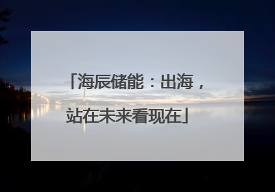 海辰储能：出海，站在未来看现在