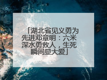 湖北省见义勇为先进邓章明：六米深水勇救人，生死瞬间显大爱