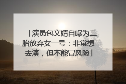 演员包文婧自曝为二胎放弃女一号：非常想去演，但不能冒风险