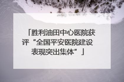 胜利油田中心医院获评“全国平安医院建设表现突出集体”