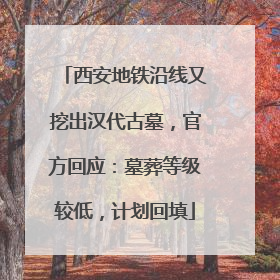 西安地铁沿线又挖出汉代古墓，官方回应：墓葬等级较低，计划回填