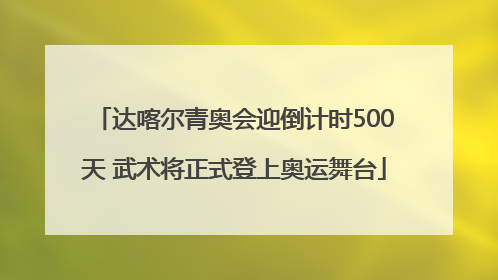 达喀尔青奥会迎倒计时500天 武术将正式登上奥运舞台