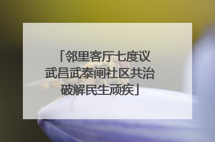邻里客厅七度议 武昌武泰闸社区共治破解民生顽疾
