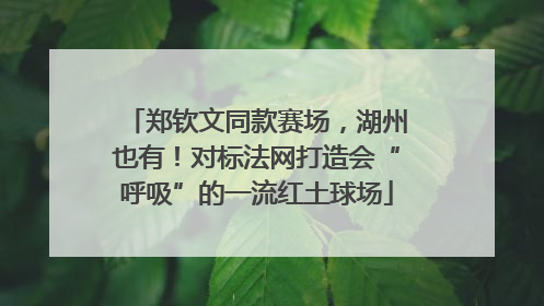 郑钦文同款赛场，湖州也有！对标法网打造会“呼吸”的一流红土球场