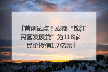 首创试点！成都“锦江民营发展贷”为118家民企授信1.7亿元