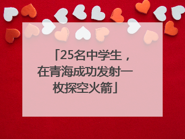 25名中学生，在青海成功发射一枚探空火箭